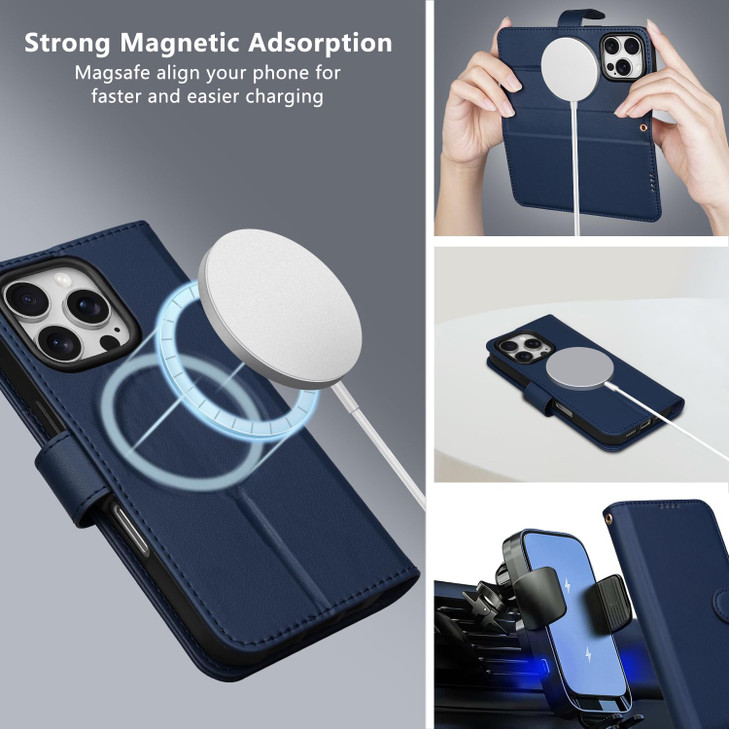 TOCQELOY Wallet Case for iPhone 16 Pro with Card Holder, RFID Blocking, MagSafe, Kickstand, PU Leather Flip Folio Phone Case Cover Shockproof TPU Inn