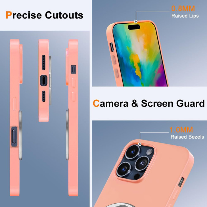 Compatible with iphone 16 Pro Max Phone Case with Stand, 360° Rotatable Ring Holder Kickstand Lightweight Silicone TPU Shockproof Protective Cover Ca