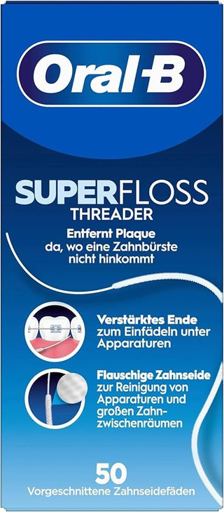 Oral-B Super Floss Mint Dental Floss for Braces Bridges - 50 Strips ( Packs 3 )