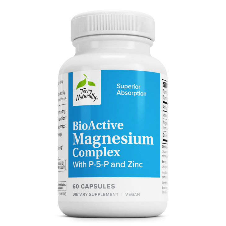 Terry Naturally BioActive Magnesium Complex - Bone & Heart Health Support - Supplement with Vitamin B6, Zinc & Magnesium - Pyridoxal-5-Phosphate Vega