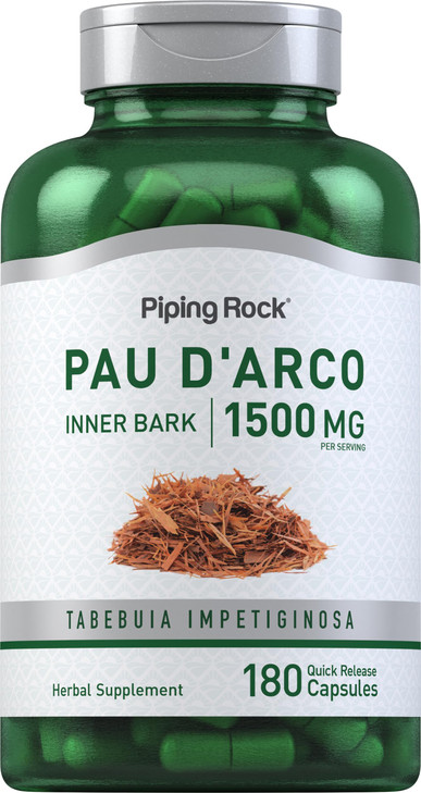 Piping Rock PAU D'Arco Capsules | 1500 mg | 180 Pills | Inner Bark | Herb Extract Supplement | Non-GMO, Gluten Free
