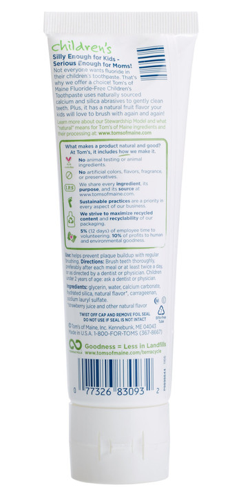 Tom's of Maine Natural Children's Fluoride-Free Toothpaste, Silly Strawberry, 4.2 Oz(Pack of 3)
