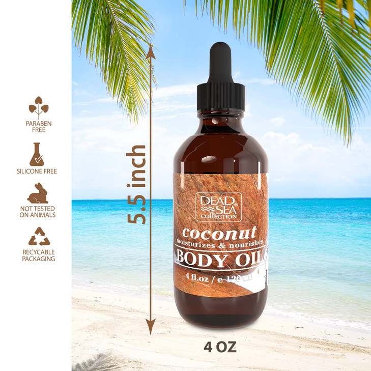 Dead Sea Collection Body Oil with Almond & Vanilla-Dry Skin Moisturizer and Hydrating Massage - Nourishing Bath Oil - Increase Skin Elasticity and Pr