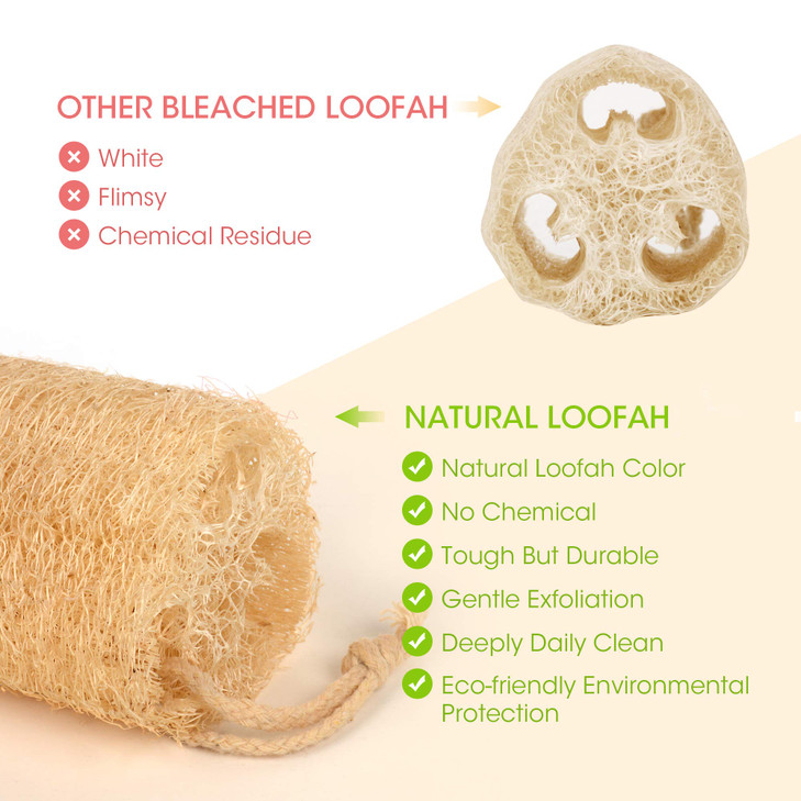 YEMTAL Natural Loofah Sponges Organic Luffa Bath Shower Sponge Exfoliating Body Back Scrubber for Men Women Adults SPA Beauty Bathing Daily Care - 4