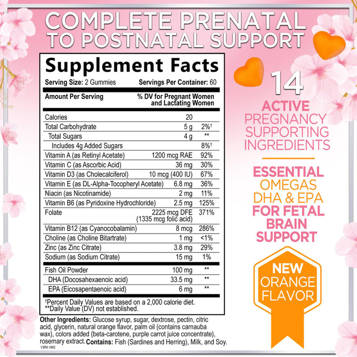 Prenatal Vitamins for Women  Complete Pregnancy Multivitamin - Folic Acid, Omega 3 DHA, Choline, Vitamin D  Essential Support for Mom's & Baby Brai