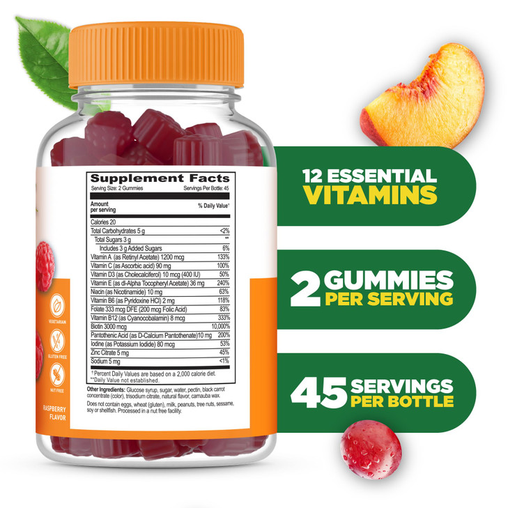 Lifeable Womens Multivitamin Gummy | with Vitamin A, C, D, E, Niacin, B6, Folate, B12, Biotin, Pantothenic Acid, Iodine, Zinc | Great Tasting Multivi