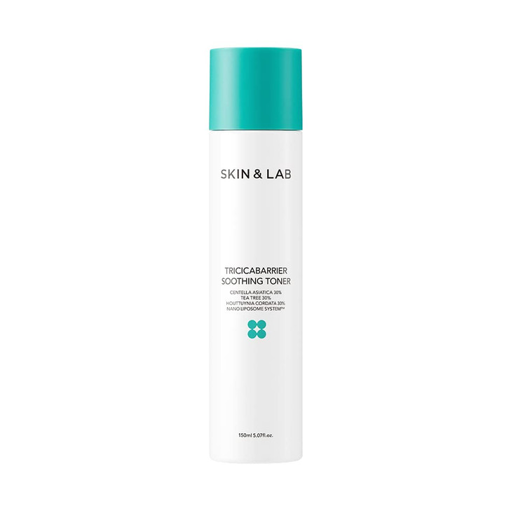 [Skin&LAB] Tricicabarrier Soothing Toner, Infused with CICA, Tea Tree, and Heart Leaf, After Sun Care Product, Calm Sunbun and Hydrate Skin, Korean T