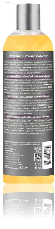 Design Essentials Honey Creme Moisture Retention Super Detangling Conditioning Shampoo, Sulfate Free for Moisturizing and Strengthening Hair, 12 Fl O
