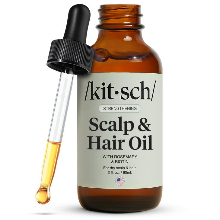Kitsch Rosemary Oil for Hair Growth  Pre-Wash Hair Oil with Castor, Biotin, Jojoba  Hair Care, Adds Shine, Strengthens Roots, Scalp Treatment | Ide