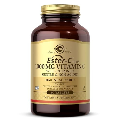 Solgar Ester-C Plus 1000 mg Vitamin C (Ascorbate Complex), 90 Tablets - Gentle On The Stomach & Non Acidic - Antioxidant & Immune System Support - No