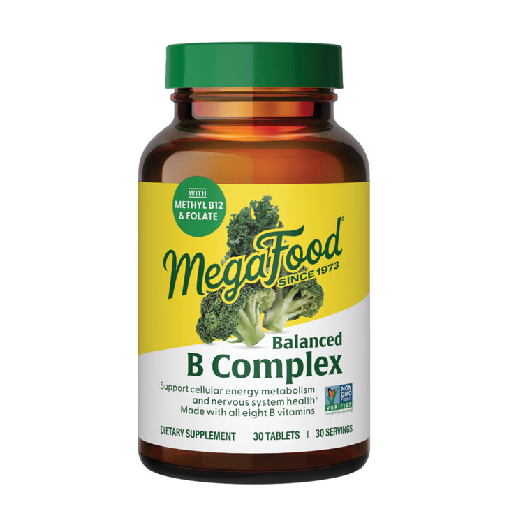 MegaFood Balanced B Complex - B Complex Vitamin Supplement, 8 B Vitamins including Vitamin B6, Vitamin B12, Folate, Biotin & more, Supports Cellular