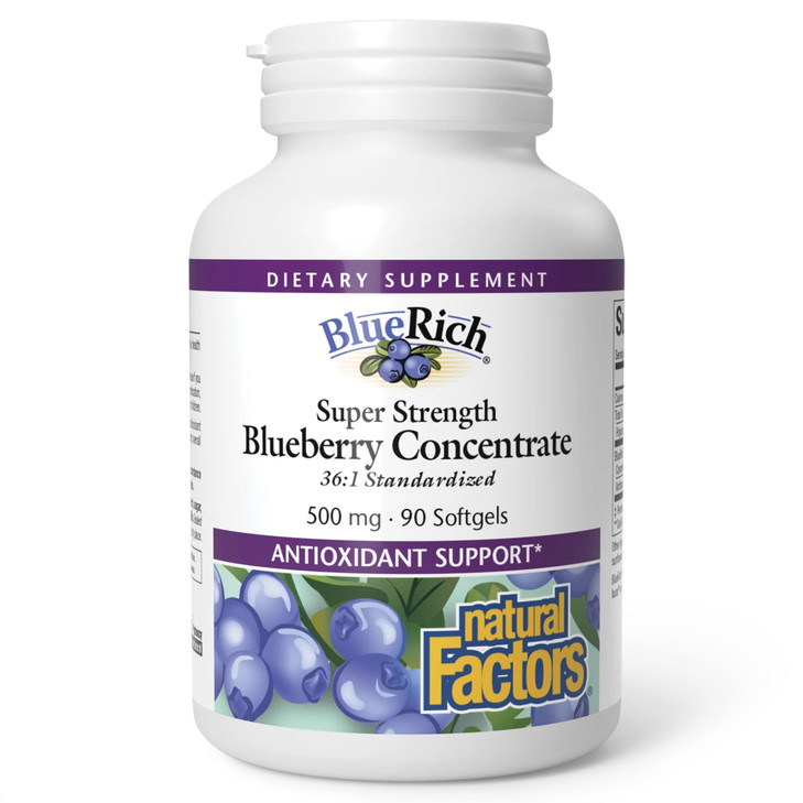 BlueRich by Natural Factors, Super Strength Blueberry Concentrate, Antioxidant Support for Overall Good Health, 90 Softgels