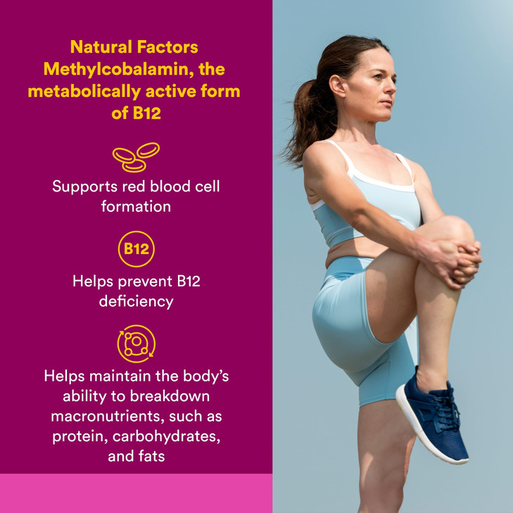Natural Factors, Vitamin B12 Methylcobalamin 5000 mcg, Chewable Support for Energy and Immune Health, Vegetarian, 60 tablets (60 servings)