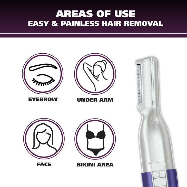 Wahl Clean & Confident Female Battery Pen Trimmer with Rinseable Blades for Eyebrows, Facial Hair, & Light Grooming- Hygienic Grooming & Easy Cleanin