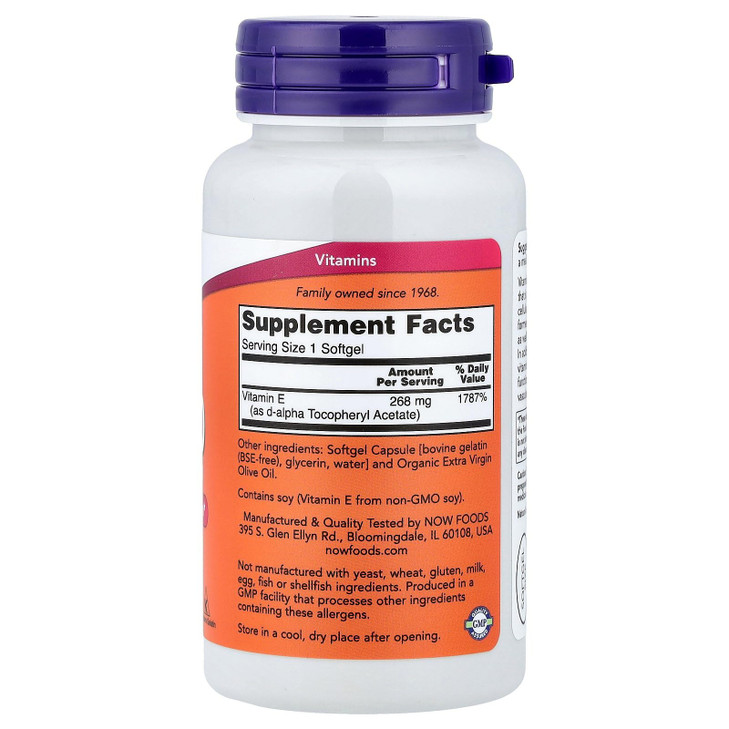 Now Foods - Vitamin E D Alpha Tocopheryl Acetate 400 IU - 100 Softgels