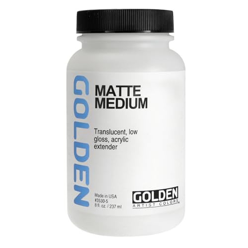 Matte Medium by GOLDEN, 8 fl. oz. Jar, Professional Acrylic Medium, Semi-Transparent