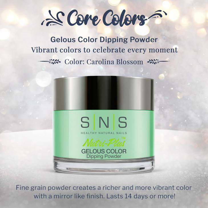 SNS Nail Dip Powder, Gelous Color Dipping Powder - Carolina Blossom (Turquoise/Aqua, Cream) - Long-Lasting Dip Nail Color Lasts 14 Days - Low-Odor &