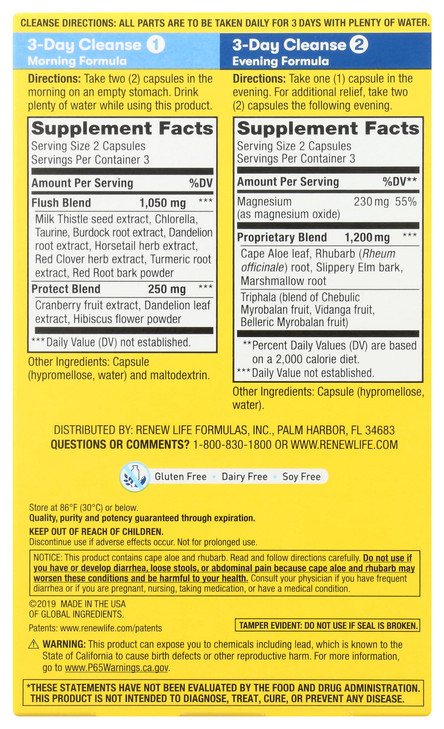 Renew Life Adult Cleanse Total Body Reset, Advanced Herbal Formula - 2-Part, 3-Day Program - Gluten, Dairy & Soy Free - 12 Vegetarian Capsules