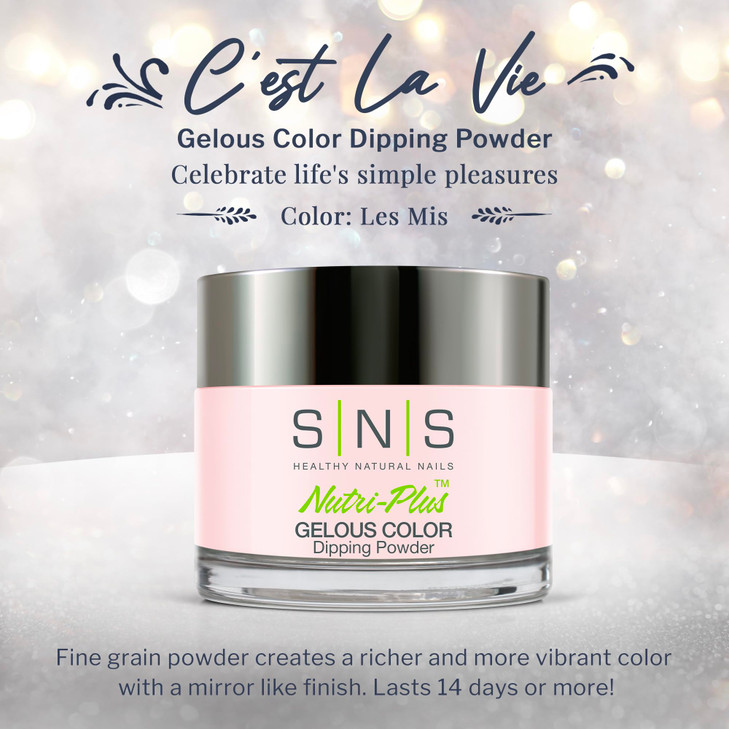 SNS Nail Dip Powder, Gelous Color Dipping Powder - Les Mis (White Natural Nudes/Pastel, Cream) - Long-Lasting Dip Nail Color Lasts 14 Days - Low-Odor