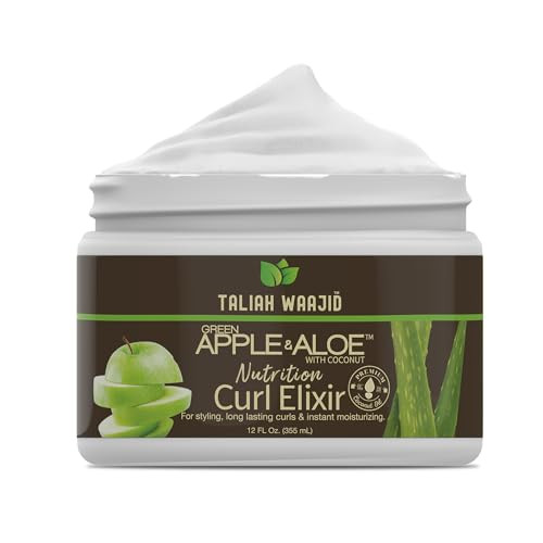 Taliah Waajid Green Apple & Aloe Nutrition Curl Elixir 12oz  Curl Defining Leave-In Conditioner for Natural Hair, Moisturizes, Strengthens, Reduces