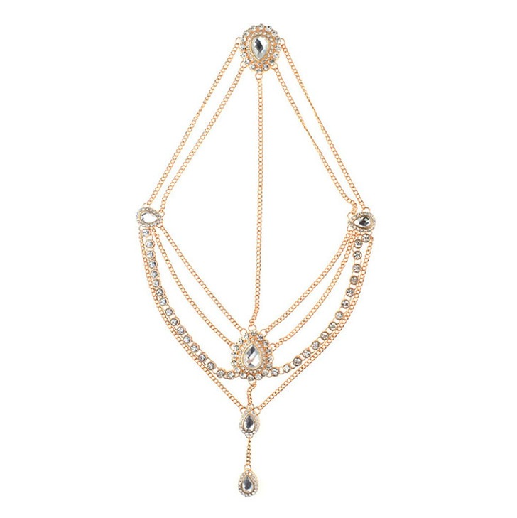 Fdesigner Wedding Hair Accessories Crystal Fashion Bride Hair Jewelry Festival Prom Hair Piece Rhinestone Headpieces for Women and Girls (Gold)