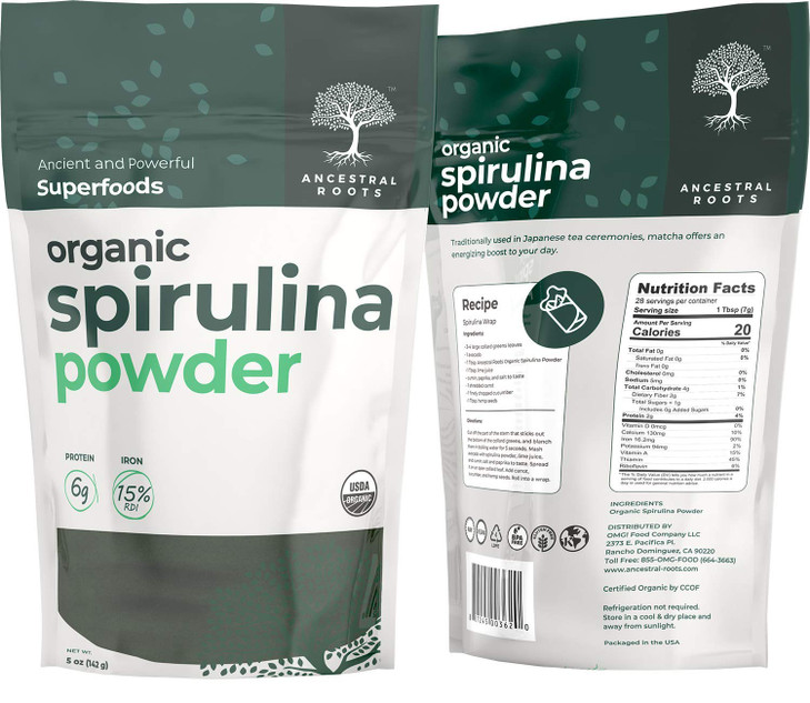 Ancestral Roots - Organic Spirulina Powder (5 oz - 2 Pack) I USDA Certified Vegan Spirulina Powder I 100% Pure Superfood for Optimal Health & Immune