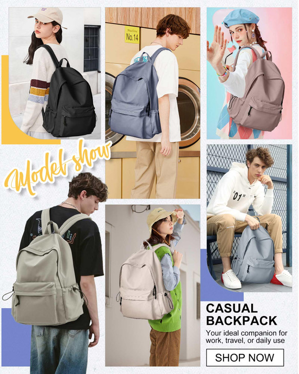 SEAFEW Black Backpack for School Women Girls, Waterproof Bookbag Cute High School Backpack for Men Teen Boys, Lightweight Travel College Back Pack Mo