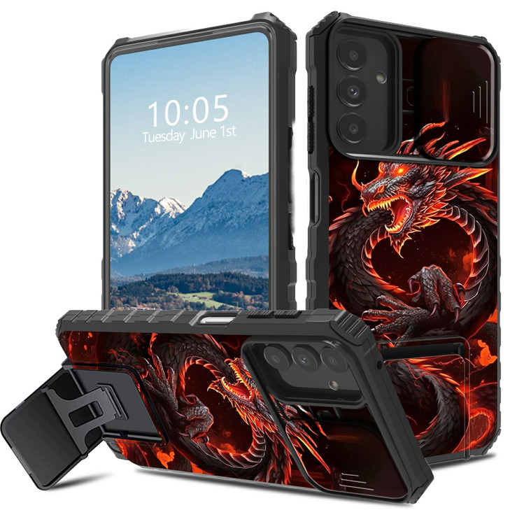 BFDHGQZC for Samsung Galaxy S24 FE Case with Stand & Camera Cover S24 FE Case Hybrid Dual Layer Heavy Duty Shockproof Protective Case for Samsung S24