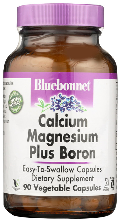 Bluebonnet Calcium Magnesium Plus Boron Vegetarian Capsules, Off White, 90 Count