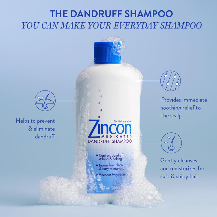 Zincon Medicated Dandruff Shampoo, 8 Fluid Ounce