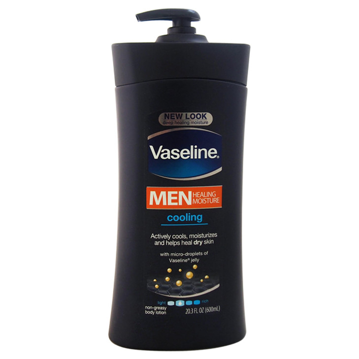 Vaseline Men Healing Moisture Body Lotion, Cooling, 20.3 oz