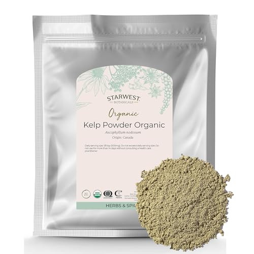 Starwest Botanicals Organic Kelp Powder - Nutrient Rich, Natural Source of Iodine, Potassium, Magnesium, Zinc, Iron, & Calcium, Certified Kosher, Non