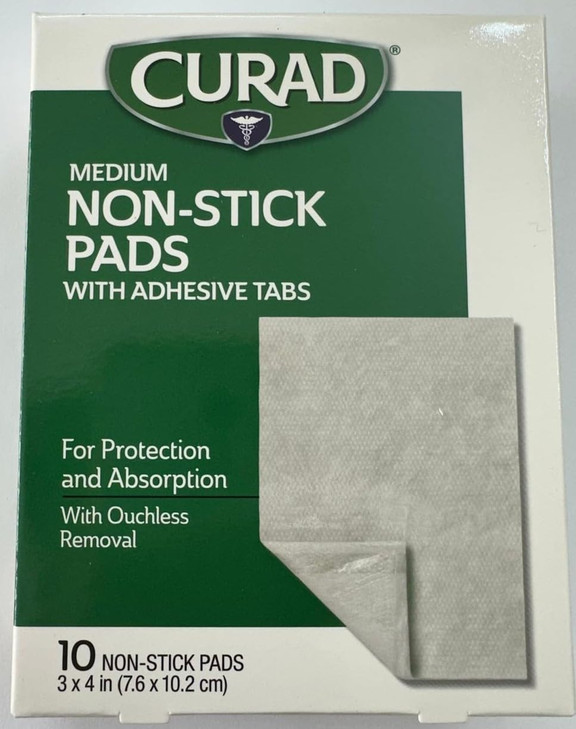 Curad Medium Non-Stick Pads, 10 Count, Pack of 3