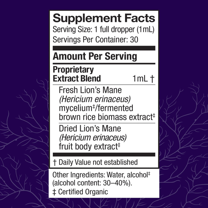 Host Defense Mushrooms Lion's Mane Extract - Lion's Mane Liquid Supplement for Brain Health - Mushroom Support for Focus & Memory Function - Immune &