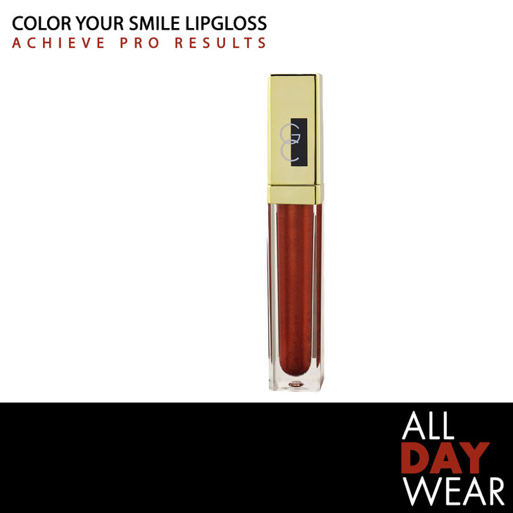 Gerard Cosmetics Color Your Smile Lip Gloss Pretty Penny, Super Pigmented Bronze Glitter Lip Gloss with LED Light and Mirror, Shiny Finish, Hydrating