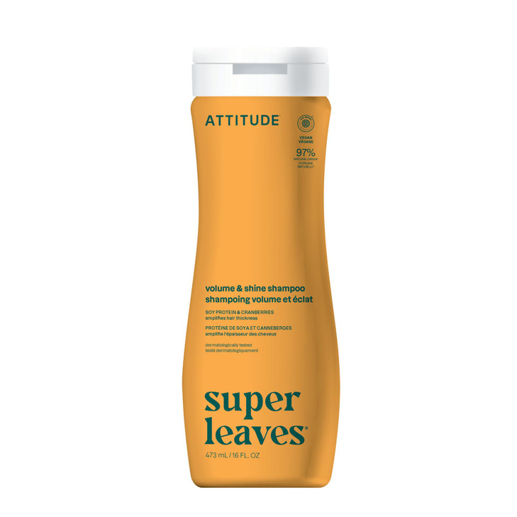 ATTITUDE Volume and Shine Hair Shampoo, EWG Verified, For Thin Hair, Naturally Derived Ingredients, Vegan and Plant Based, Soy Protein And Cranberrie