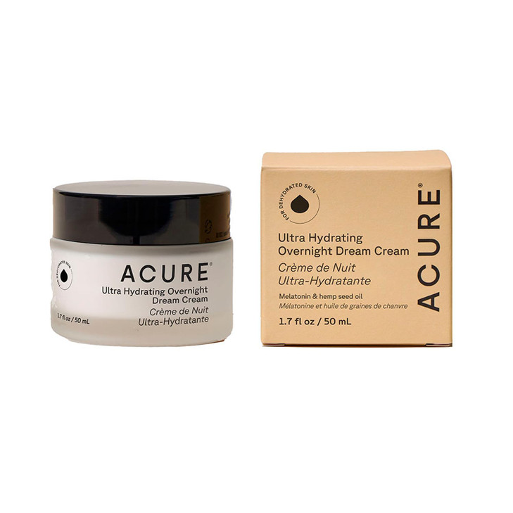 Acure Ultra Hydrating Overnight Dream Cream - Night Cream, Calming & Hydrating Face Moisturizer for Women & Men, Soothing Skincare Lotion w/ Melatoni