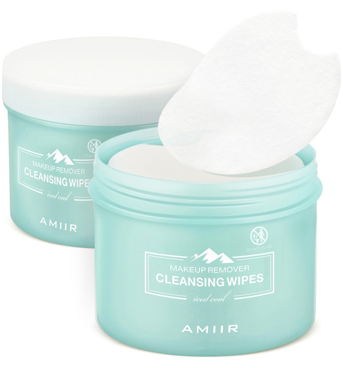 AMIIR 100's Jar Pre-Moistened Face Makeup Remover Wipes Sensitive Skin All-In-One Facial Cleansing Hydrating NO-DRY-OUT Gentle Alcohol-Free, 2 Jars