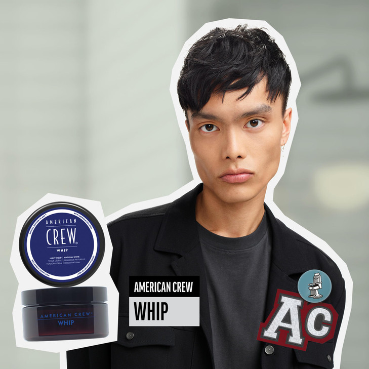 American Crew Men's Whip Styling Cream, Like Hair Gel with Light Hold & Natural Shine, 3 oz