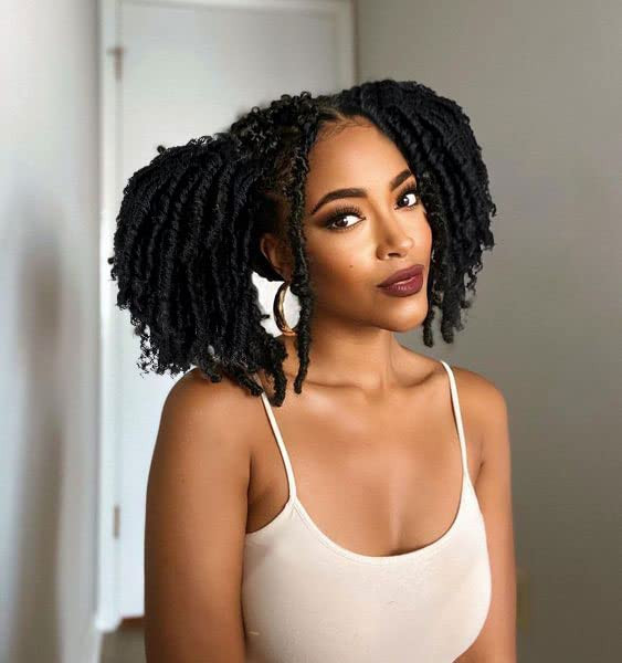 Grey Dreadlock Curly Drawstring Ponytail Hair Extensions for Black Women, KRSI Lovely Coil Dreadlock Drawstring Clip in on Ponytails Hair Extensions