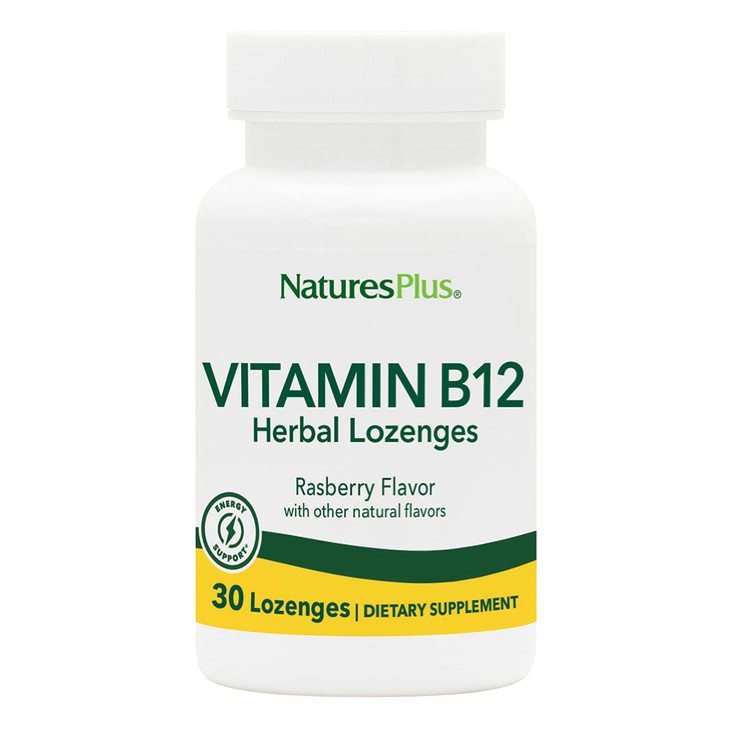 NaturesPlus Vitamin B12 1000 mcg - 30 Herbal Lozenges - Raspberry - Energy & Immune Health Support - Vegetarian, Gluten Free - 30 Servings