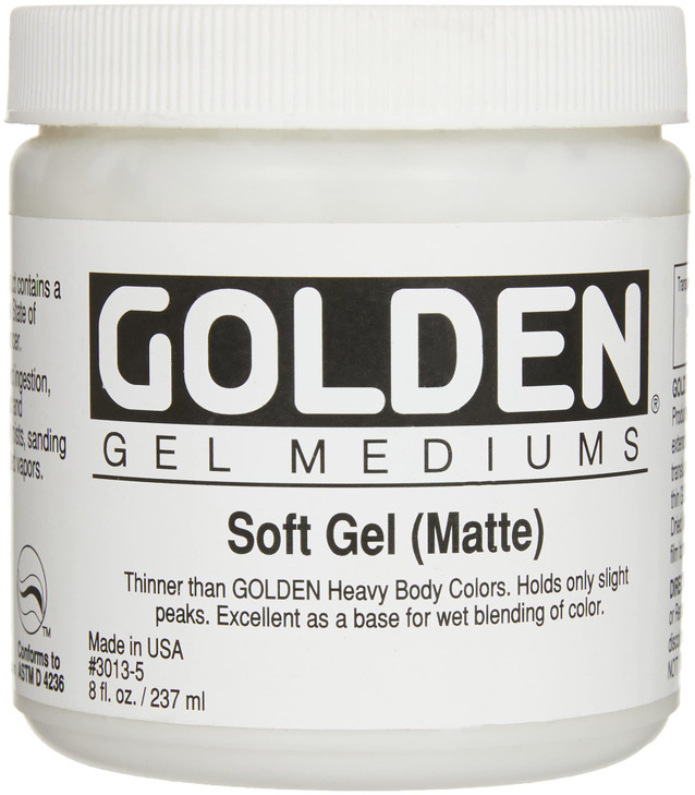 Soft Gel Matte by GOLDEN, 8 fl. oz. Jar, Professional Acrylic Gel Medium, Semi-Transparent
