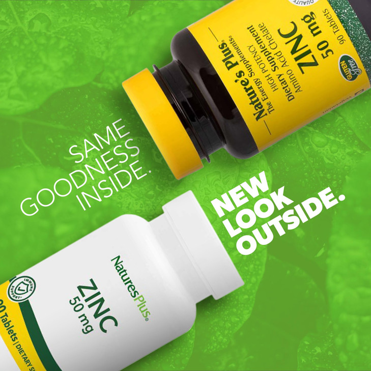 NaturesPlus Zinc - 50 mg, 90 Tablets - Supports Immune Health & Overall Well-Being - High-Potency Amino Acid Chelate Form - Gluten Free, Vegetarian -