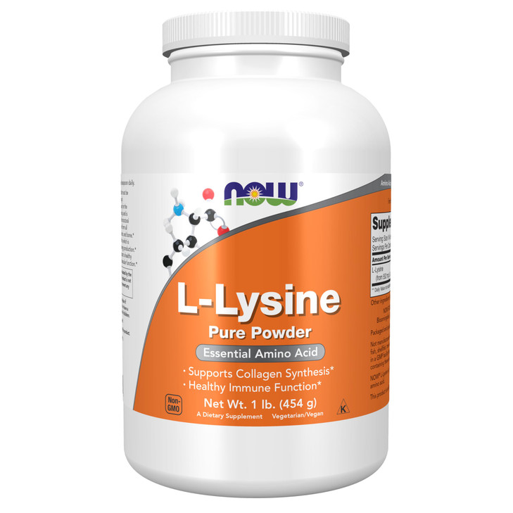NOW Foods Supplements, L-Lysine (L-Lysine Hydrochloride) Powder, Supports Collagen Synthesis*, Amino Acid, 1-Pound