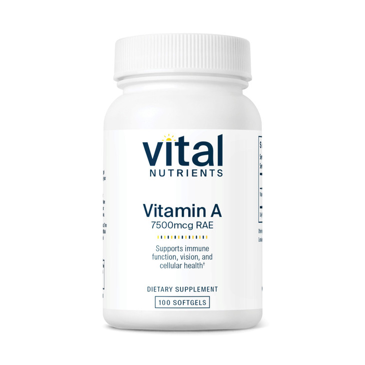 Vital Nutrients Vitamin A 7500mcg RAE - Vitamin A Supplement for Immune Function, Vision, Skin, and Cellular Health - Gluten, Dairy, Soy Free - Non-G