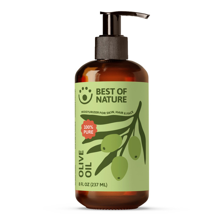 Best of Nature 100% Pure Olive Massage & Body Oil  Cold Pressed, Natural & Unscented Moisturizer for Skin, Hair & Bath, 8 fl oz