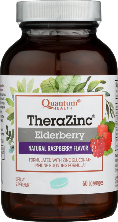 Quantum Health TheraZinc Elderberry Lozenges, Made with Zinc Gluconate for Immune Support, 60 Count