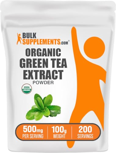 BulkSupplements.com Organic Green Tea Extract Powder - Organic Green Tea Powder, Polyphenols Supplement - Vegan & Gluten Free, 500mg per Serving, 100