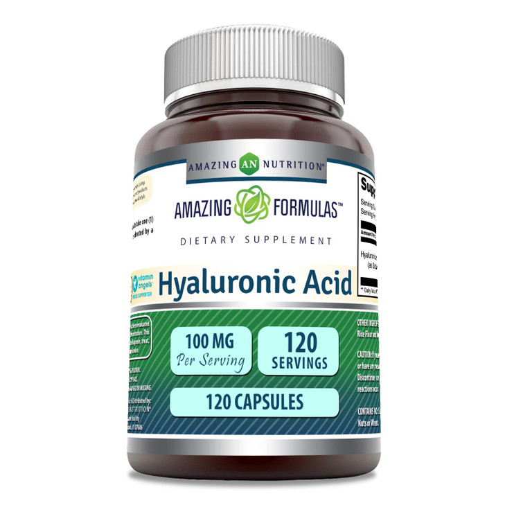 Amazing Formulas Hyaluronic Acid 100 Mg Supplement | Capsules | Non-GMO | Gluten-Free | Made in USA (1 Pack | 120 Count)