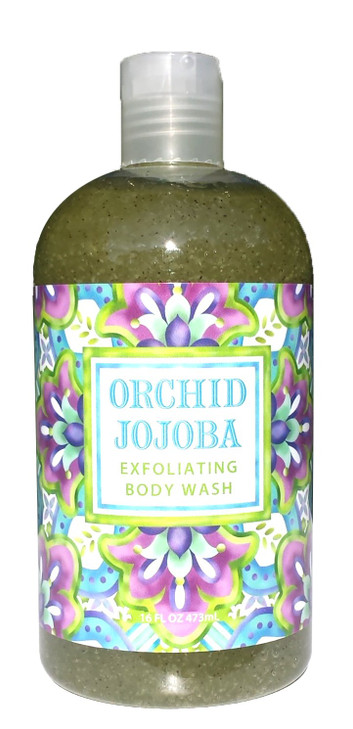 Greenwich Bay ORCHID JOJOBA Exfoliating Body Wash for Men and Women-Gentle Body Scrub Parabens Free -Sulphates Free-Blended with Loofah, Apricot Seed